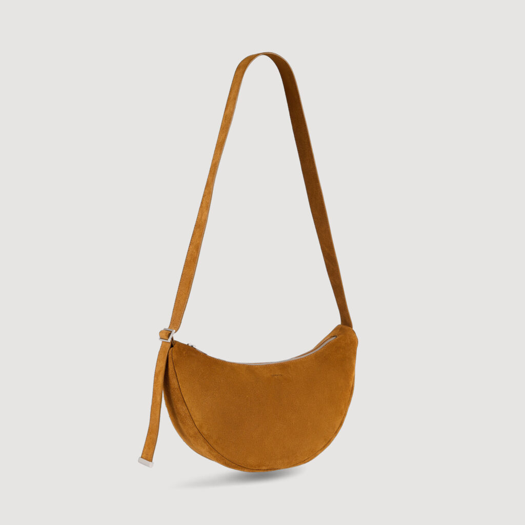 Petit hobo en croûte de cuir zippé