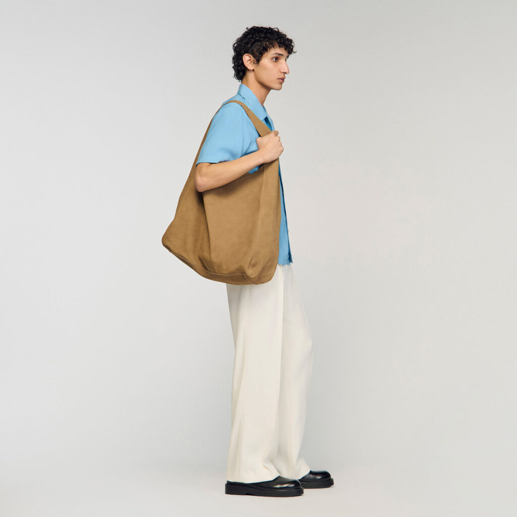 Sac hobo en croûte de cuir à logo