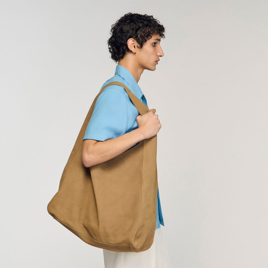 Sac hobo en croûte de cuir à logo