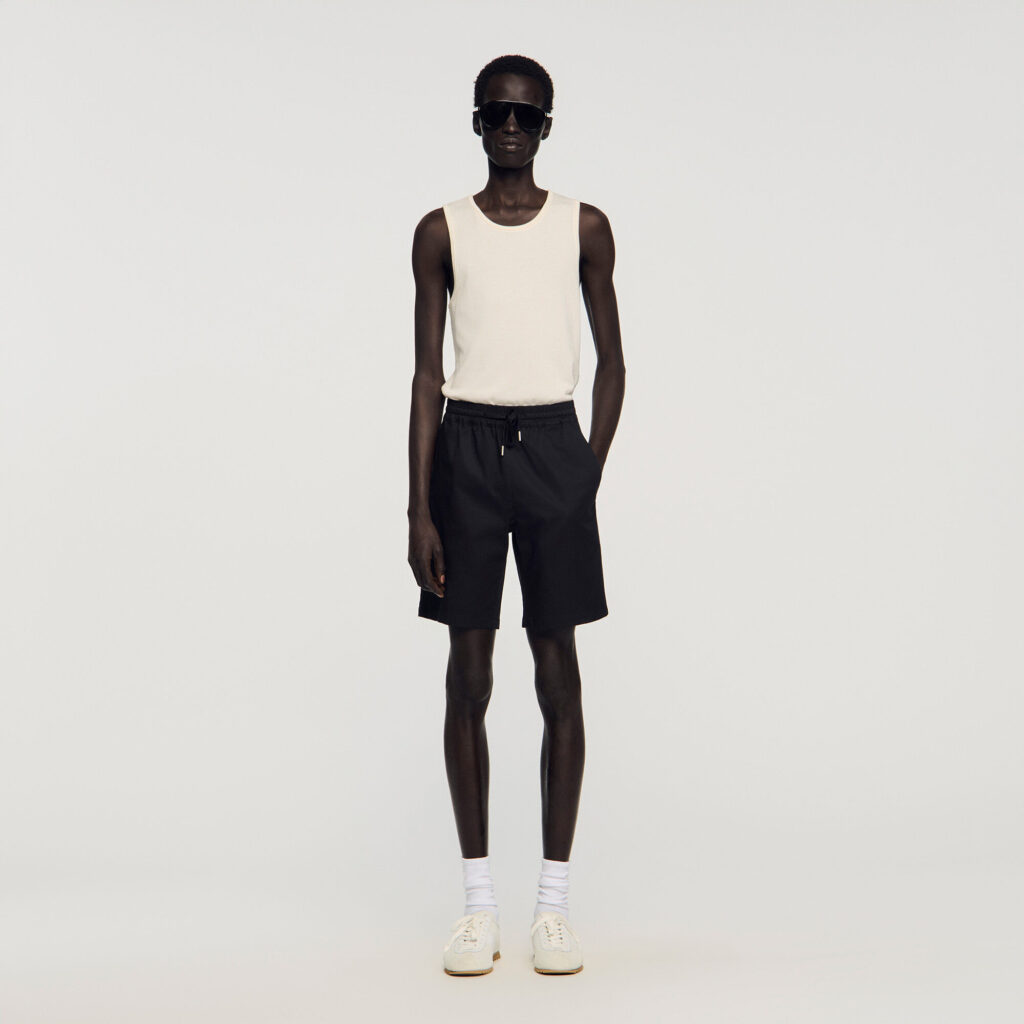 Short en coton à taille élastiquée