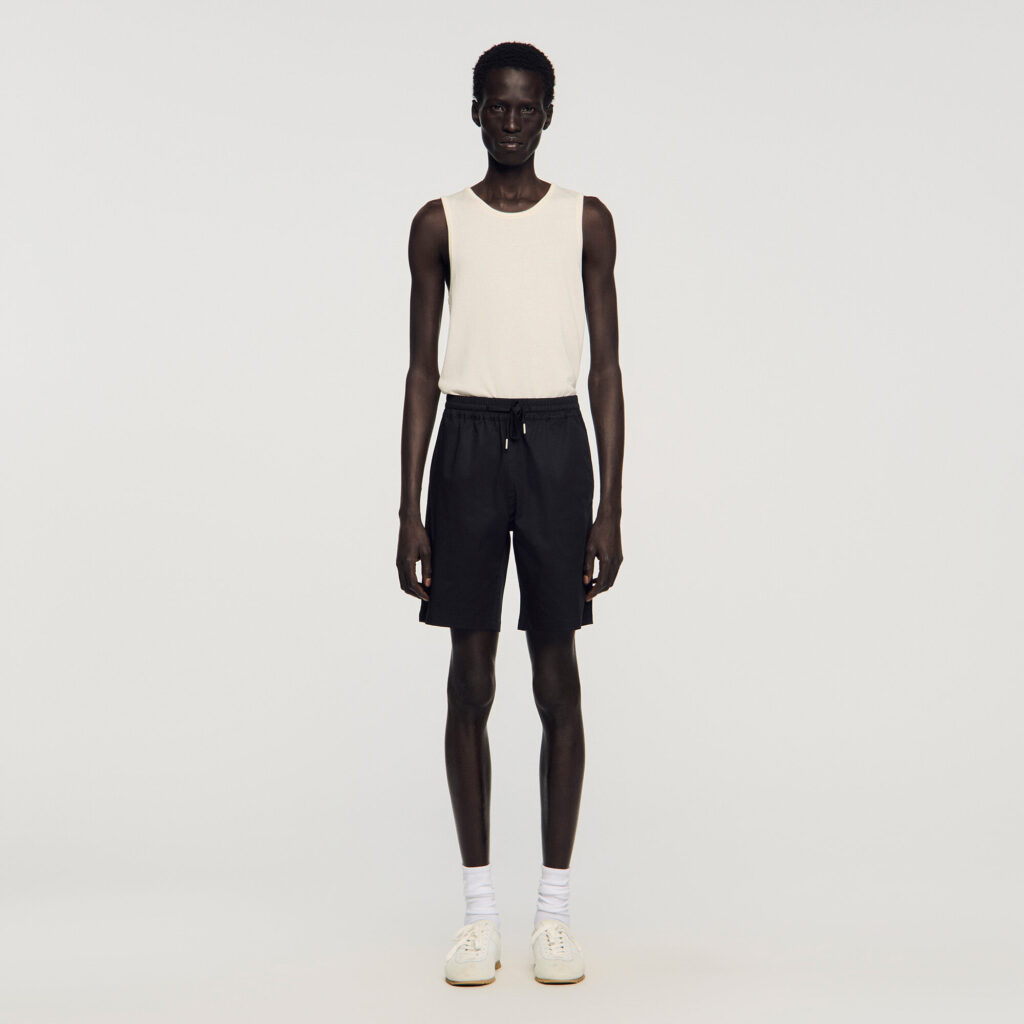 Short en coton à taille élastiquée