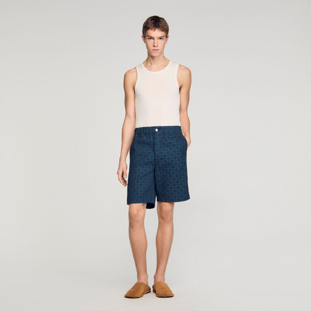 Short en denim motif Square Cross
