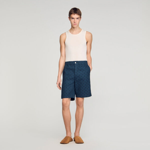 Short en denim motif Square Cross