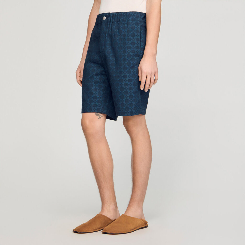 Short en denim motif Square Cross