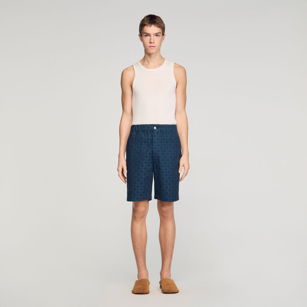 Short en denim motif Square Cross