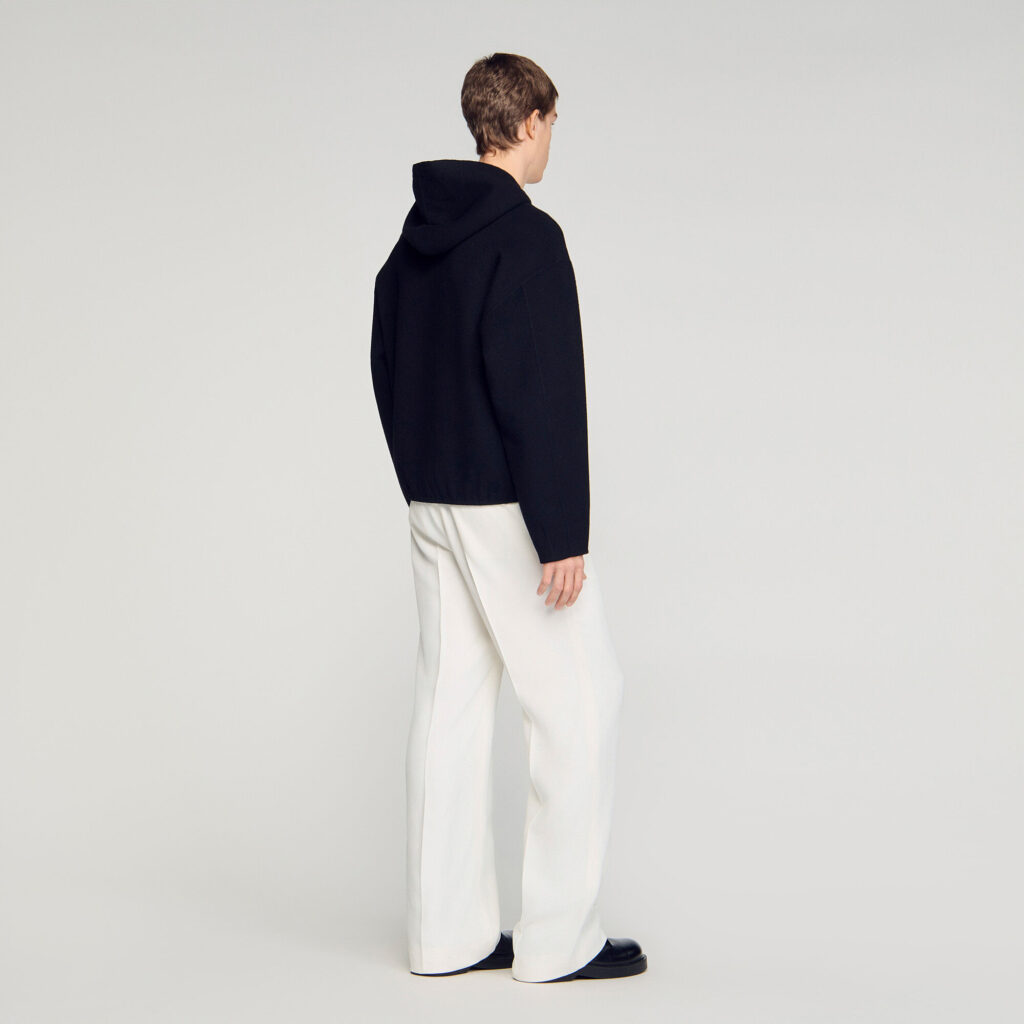 Blouson en laine à capuche zippé