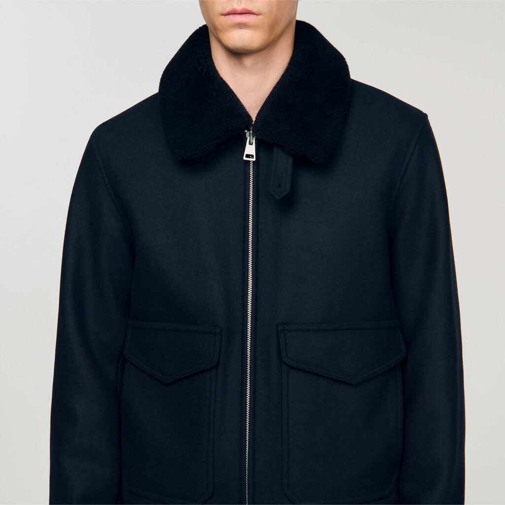 Blouson en laine col amovible