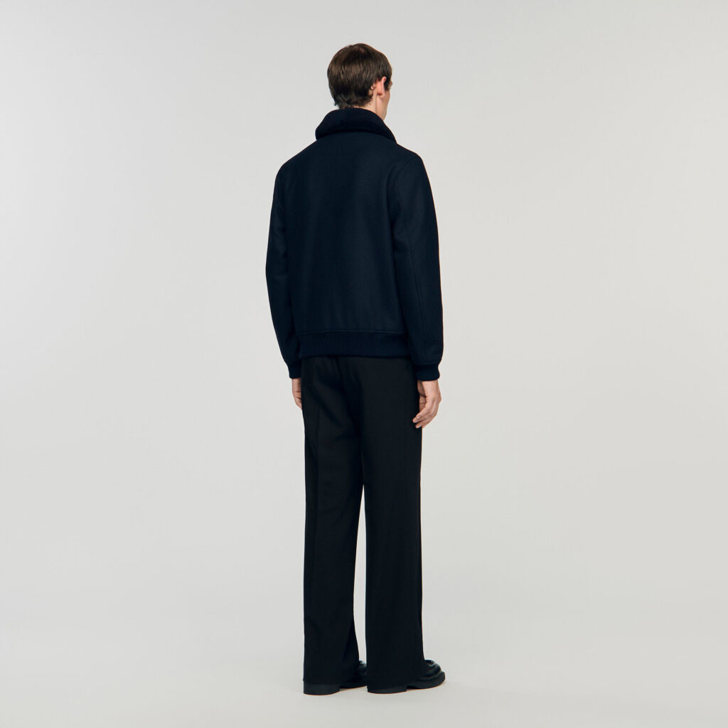 Blouson en laine col amovible