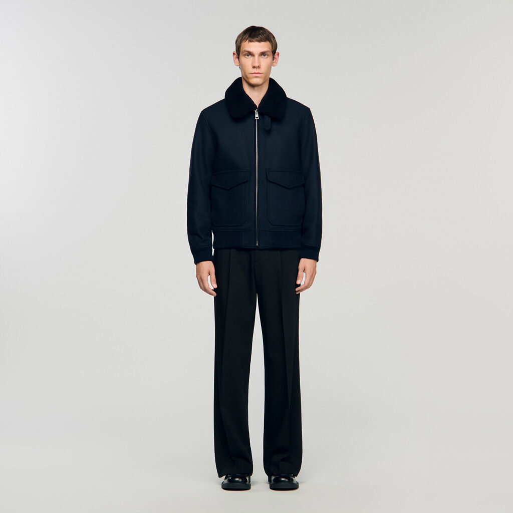 Blouson en laine col amovible