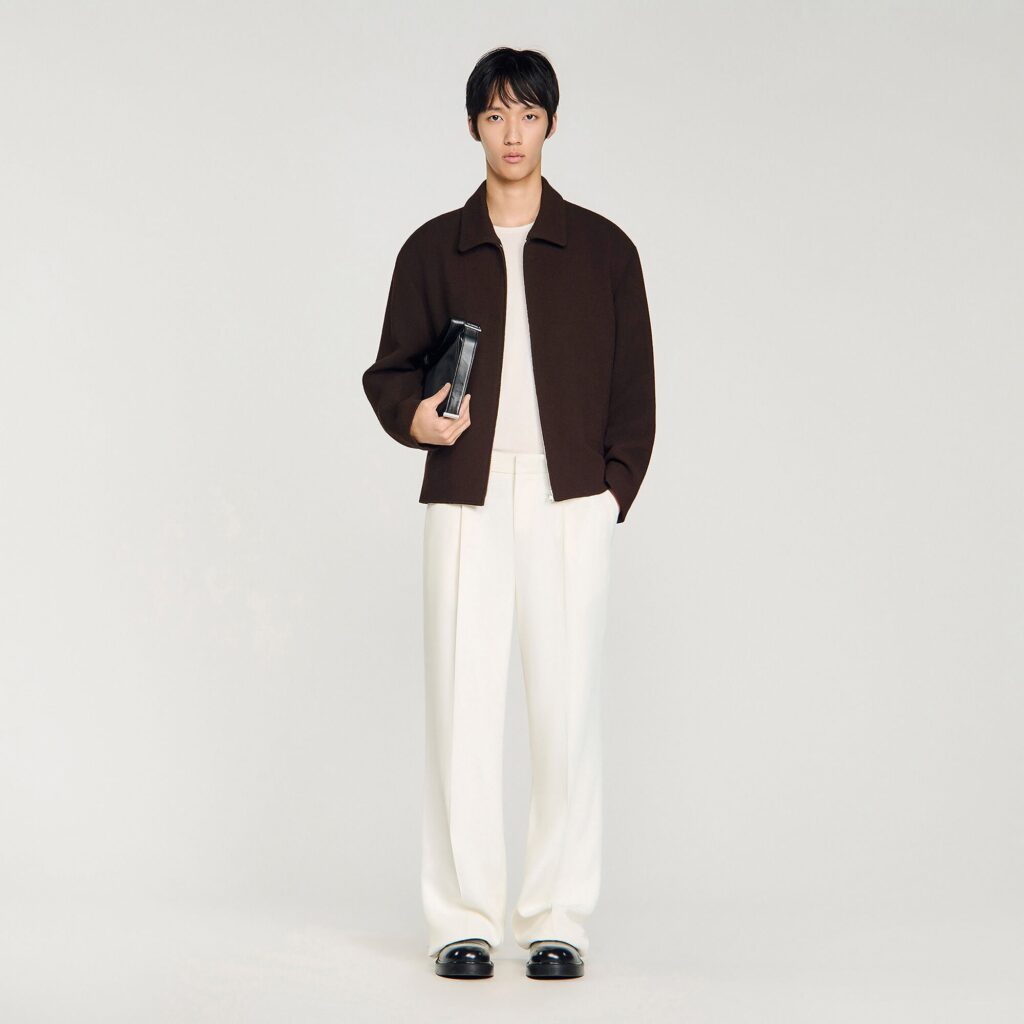 Blouson gaufré zippé col classique