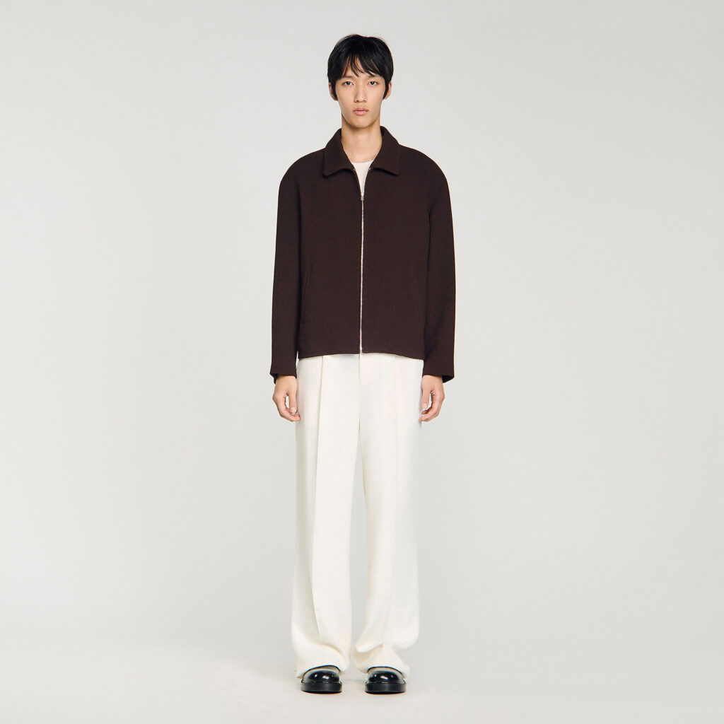 Blouson gaufré zippé col classique