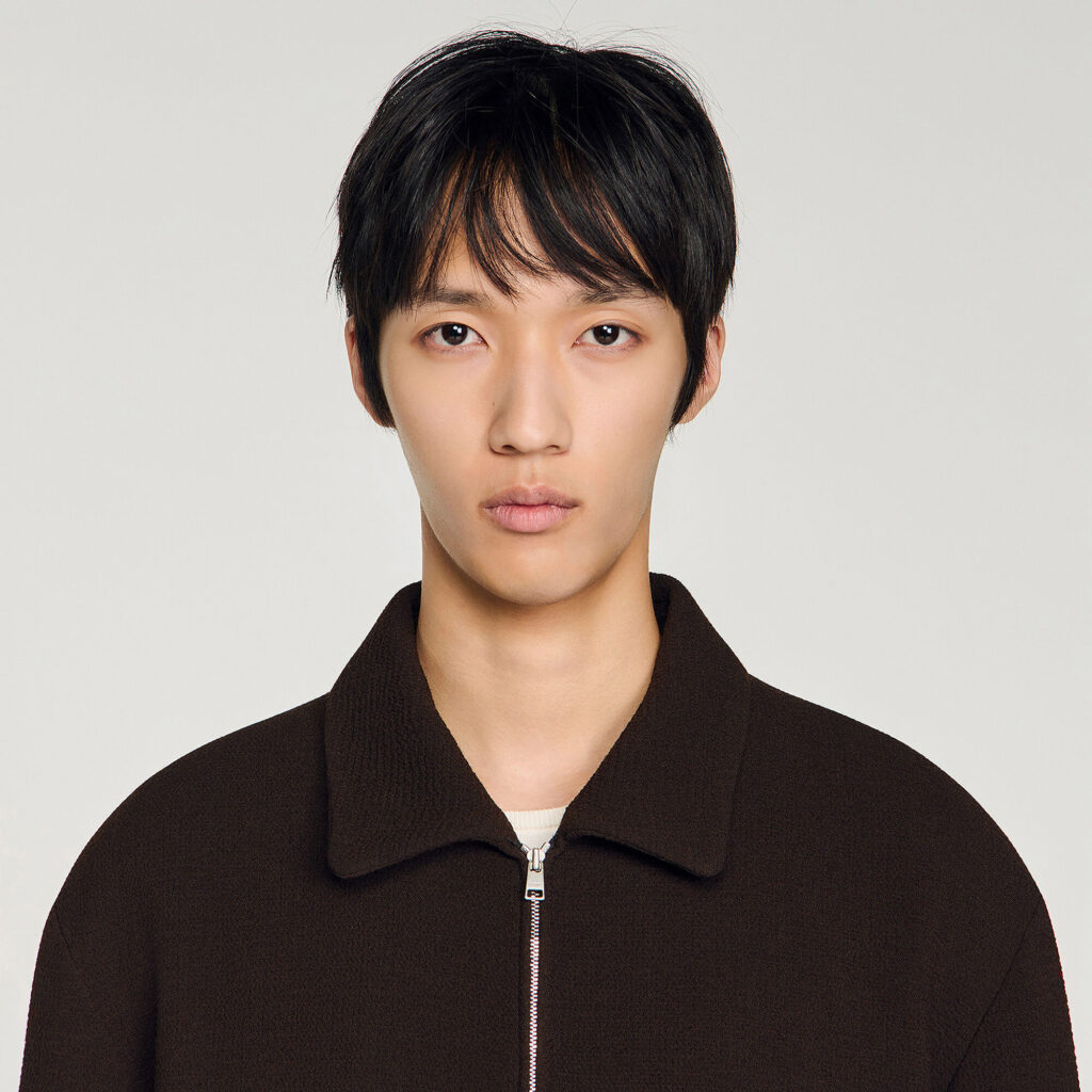 Blouson gaufré zippé col classique