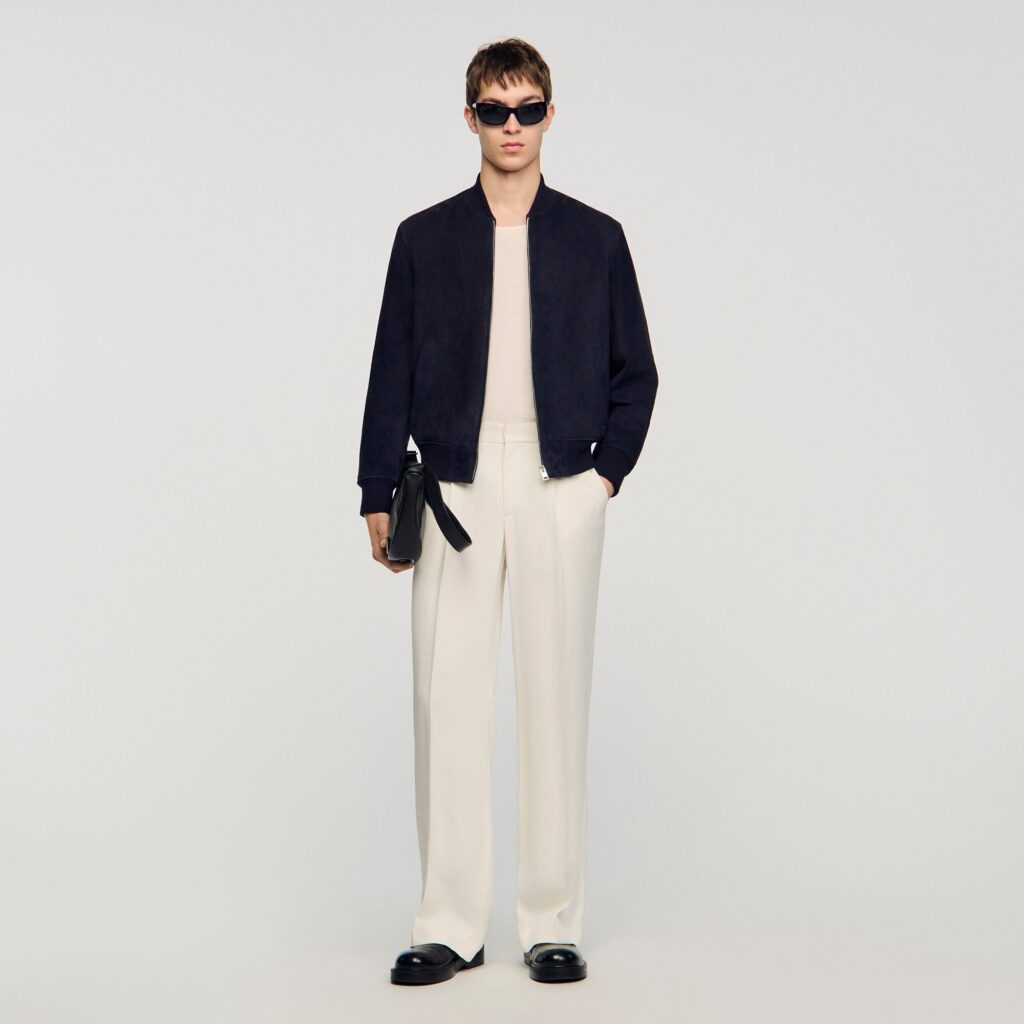 Blouson zippé en suède