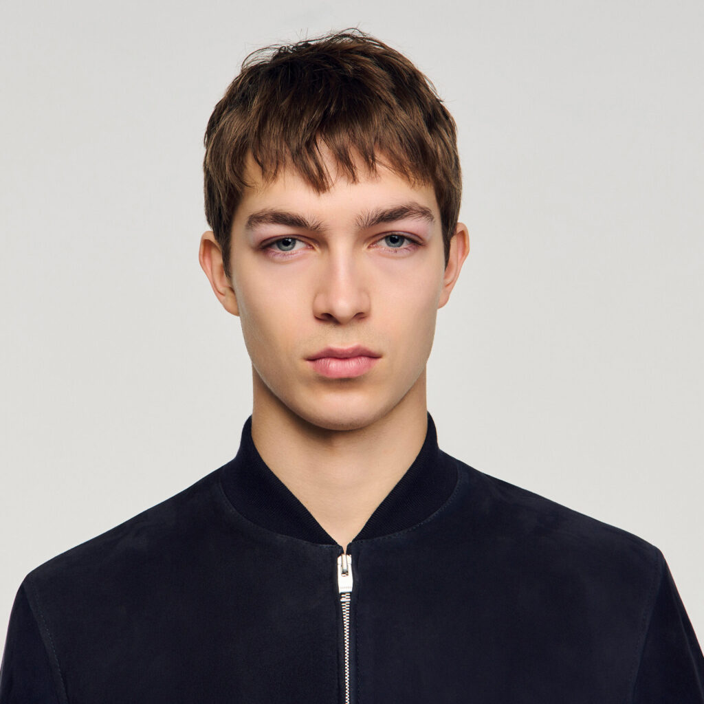 Blouson zippé en suède