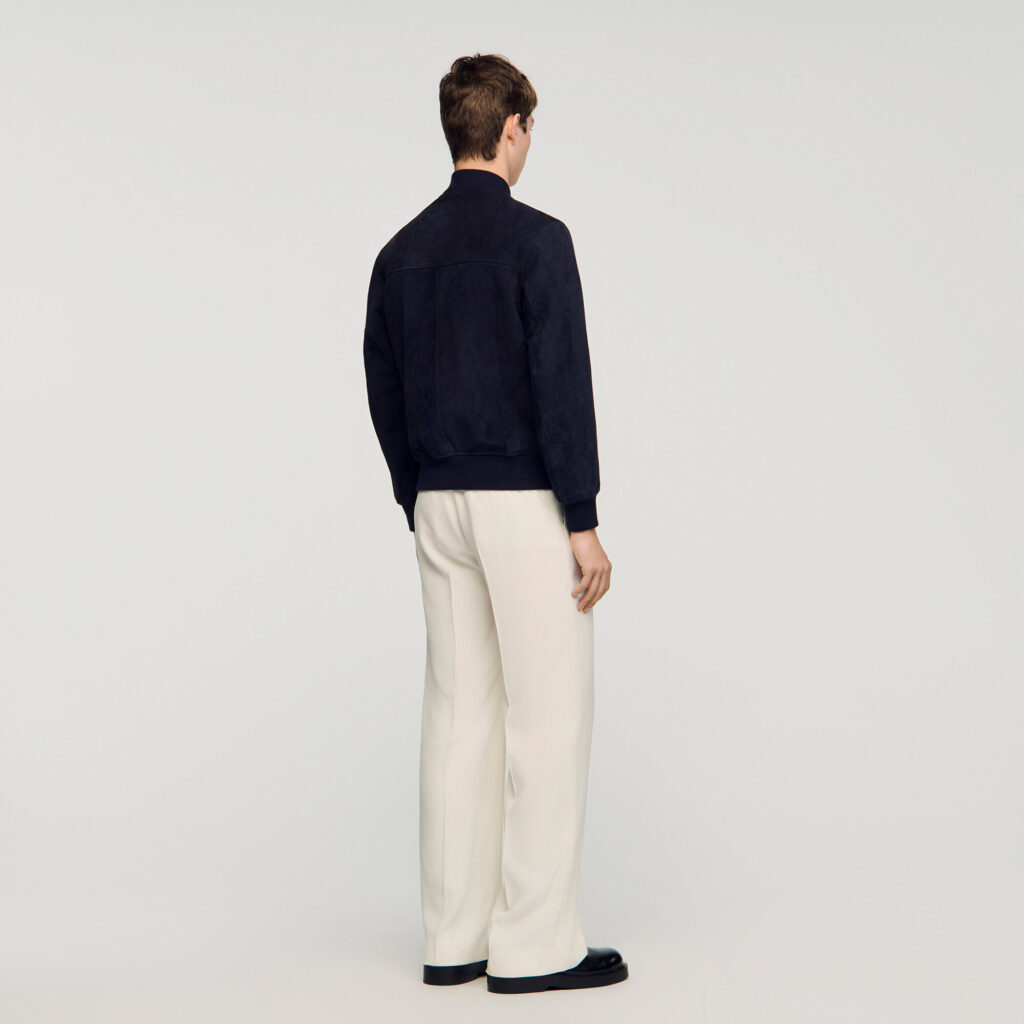 Blouson zippé en suède