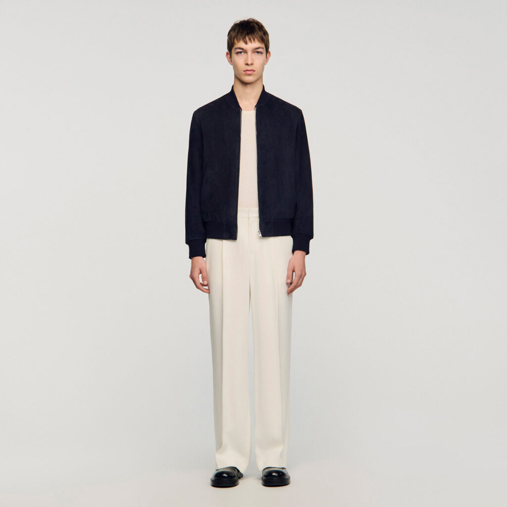Blouson zippé en suède