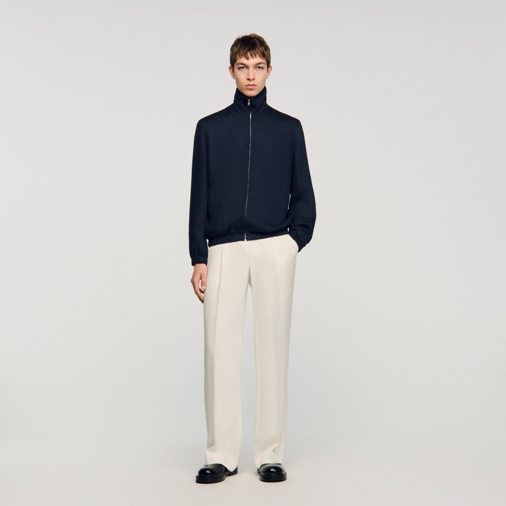 Blouson zippé à col montant