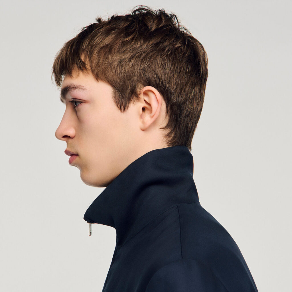 Blouson zippé à col montant
