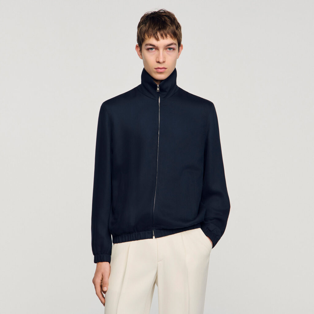 Blouson zippé à col montant