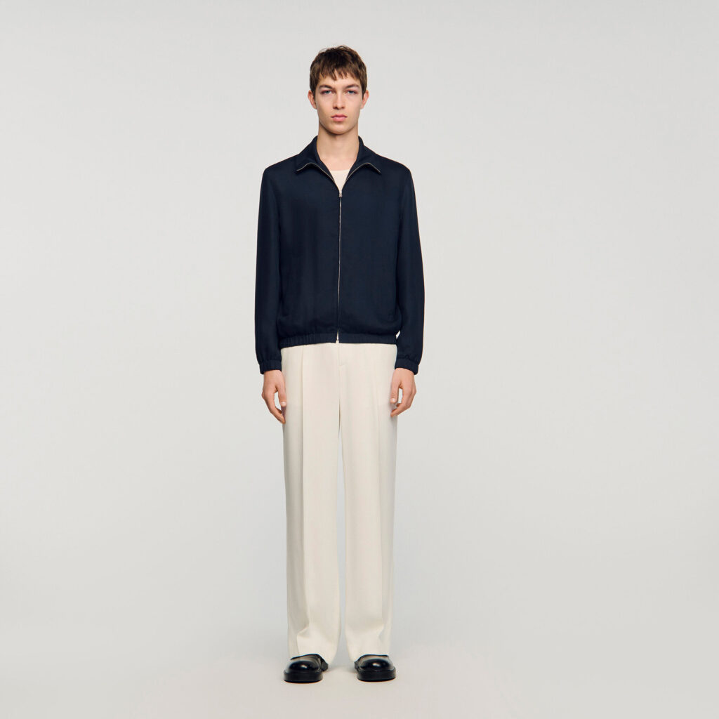 Blouson zippé à col montant