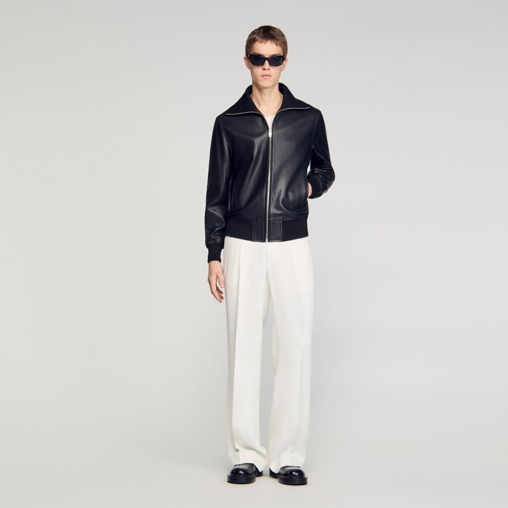 Blouson en cuir zippé