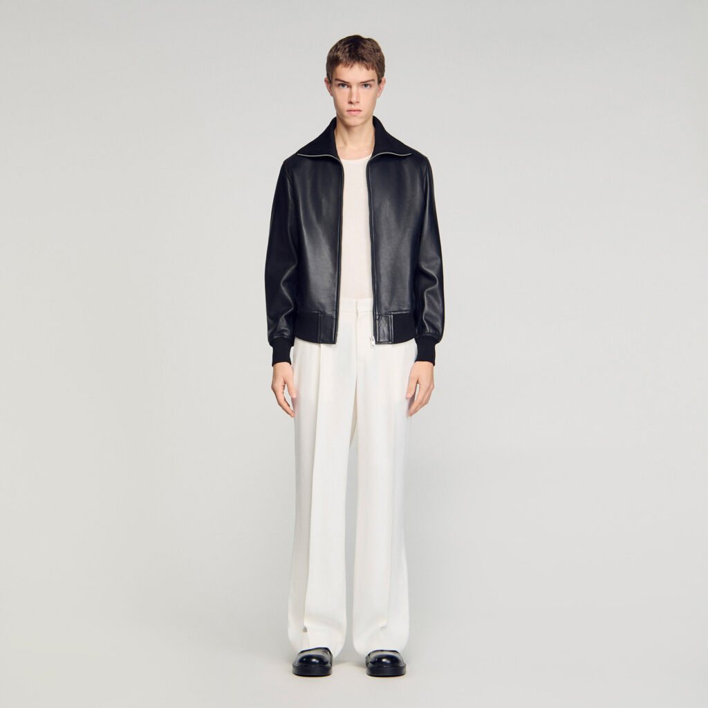 Blouson en cuir zippé