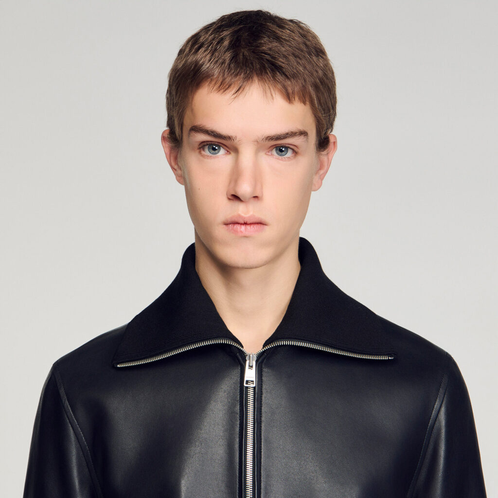 Blouson en cuir zippé