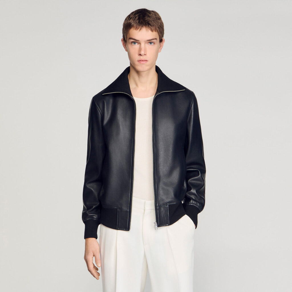 Blouson en cuir zippé