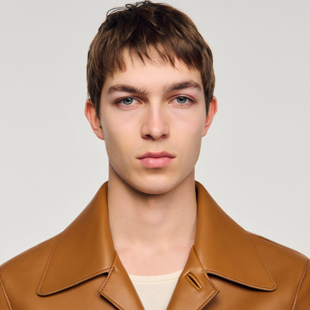 Blouson en cuir d’agneau boutonné