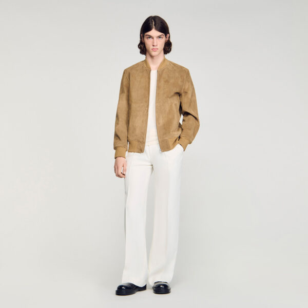 Blouson en croûte de cuir zippé