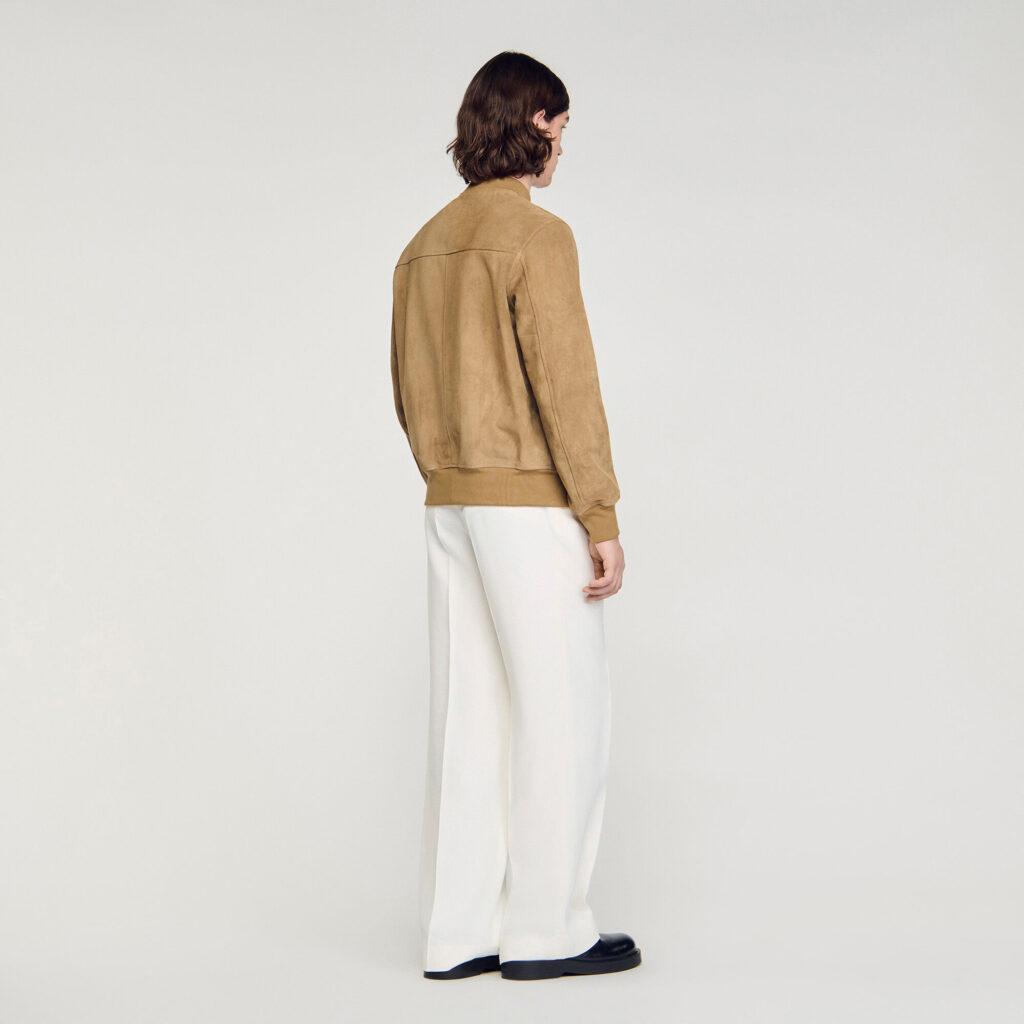 Blouson en croûte de cuir zippé