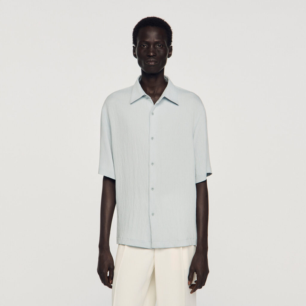 Chemise effet plissé à col requin