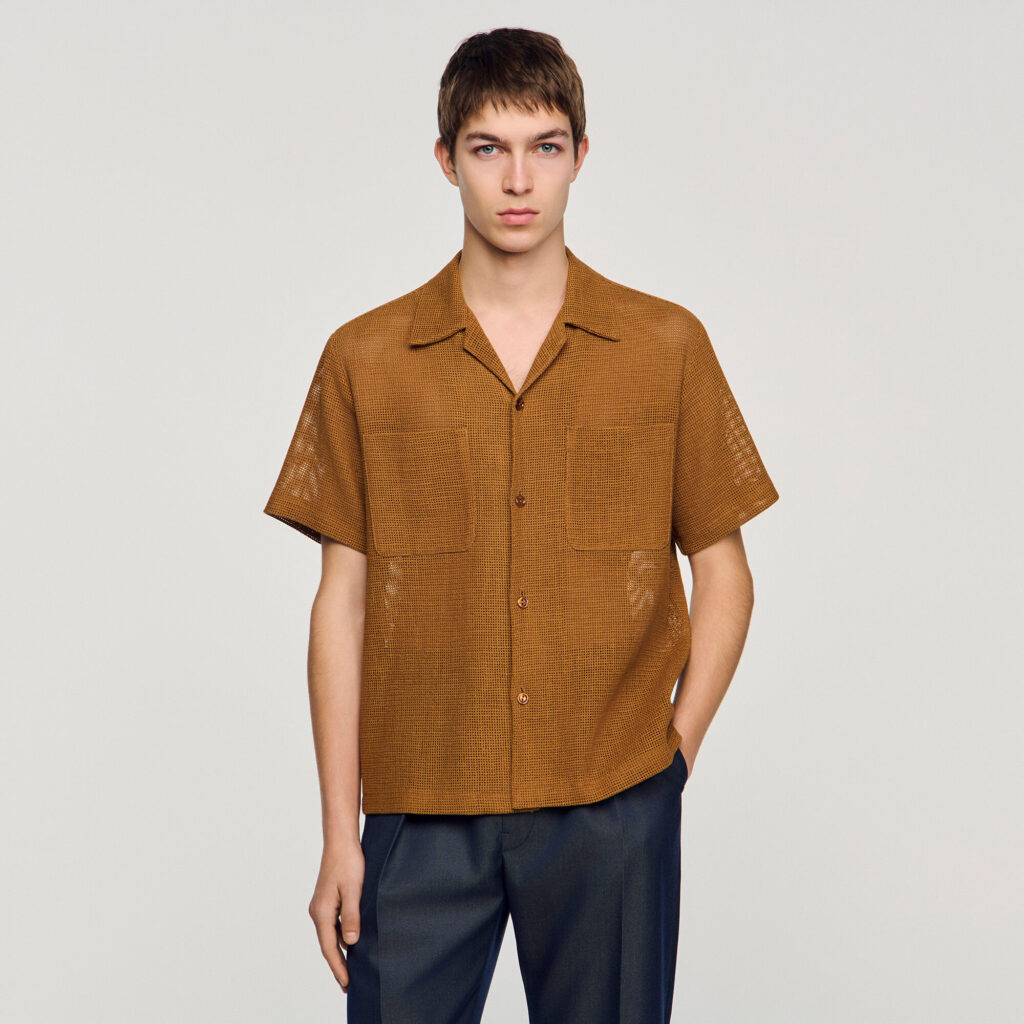 Chemise ajourée effet mesh