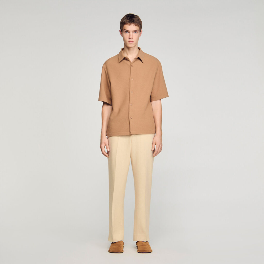 Chemise effet texturé à col requin
