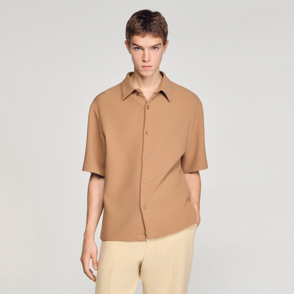 Chemise effet texturé à col requin