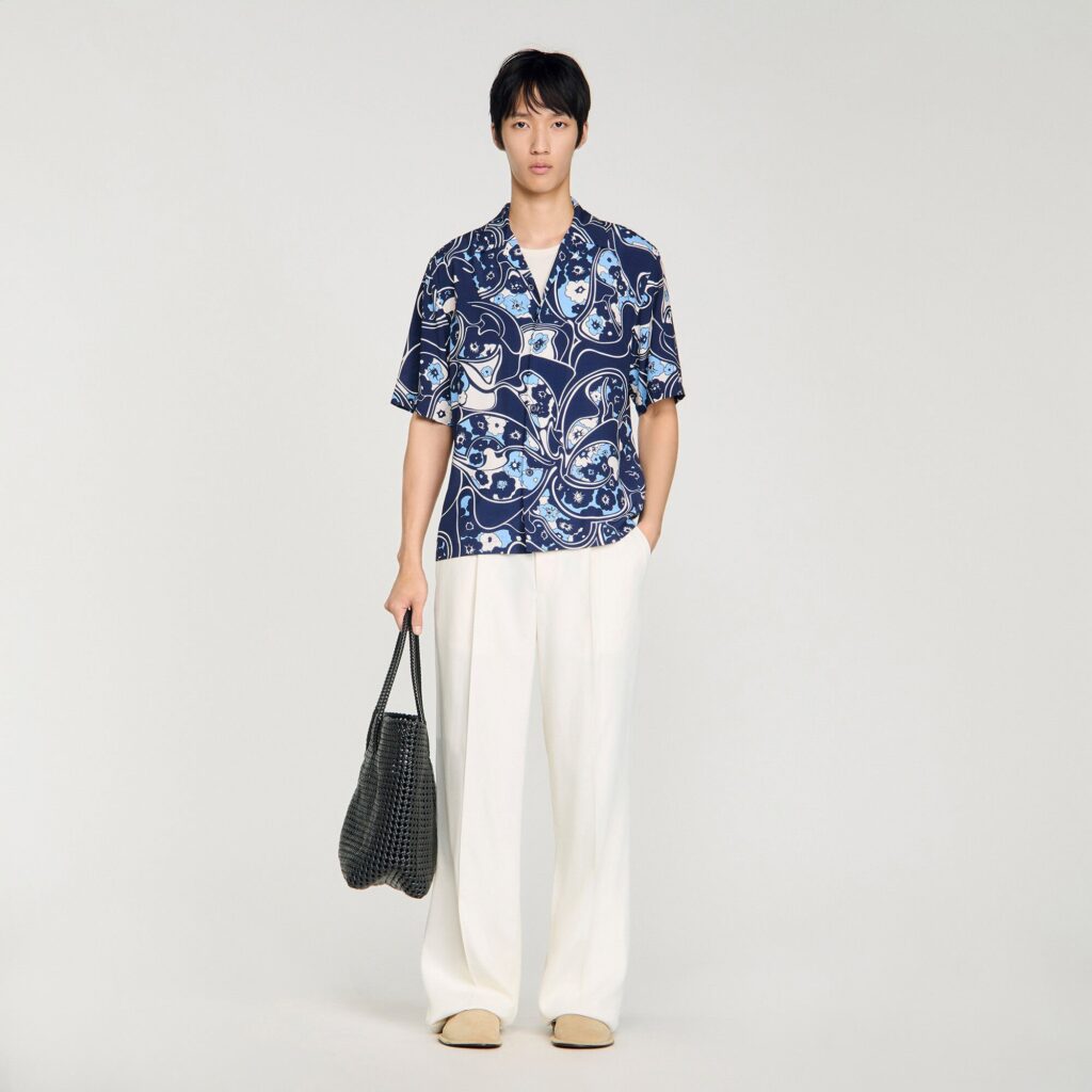 Chemise fluide imprimé col requin