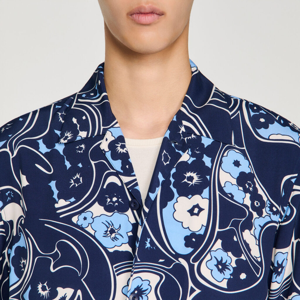 Chemise fluide imprimé col requin