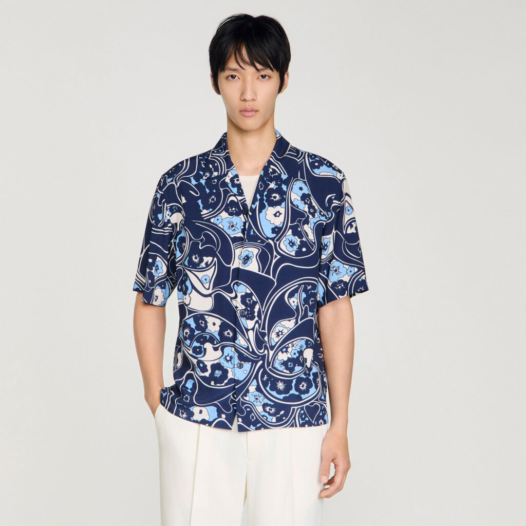 Chemise fluide imprimé col requin