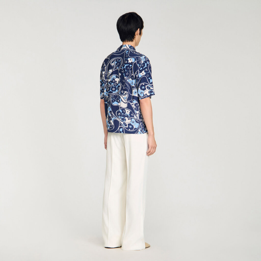 Chemise fluide imprimé col requin