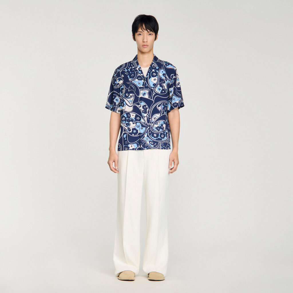 Chemise fluide imprimé col requin