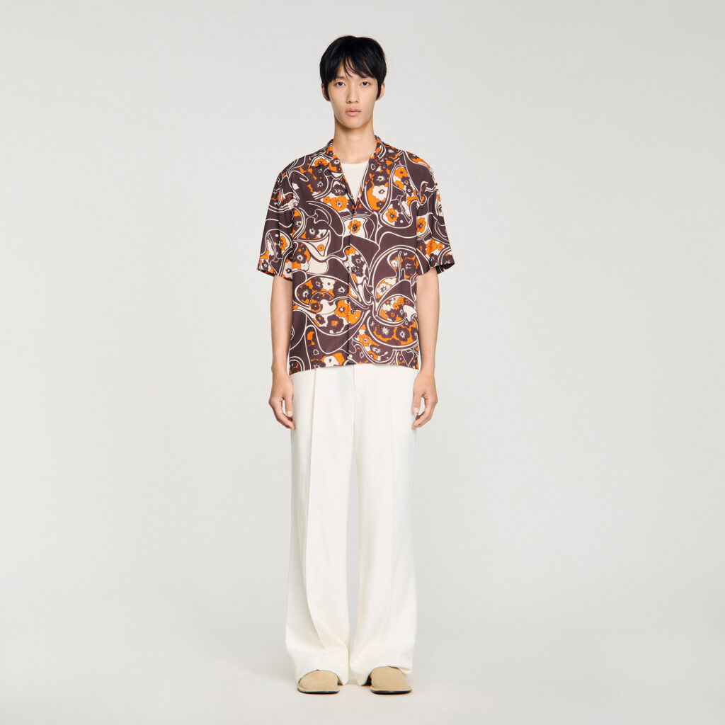 Chemise fluide imprimé col requin
