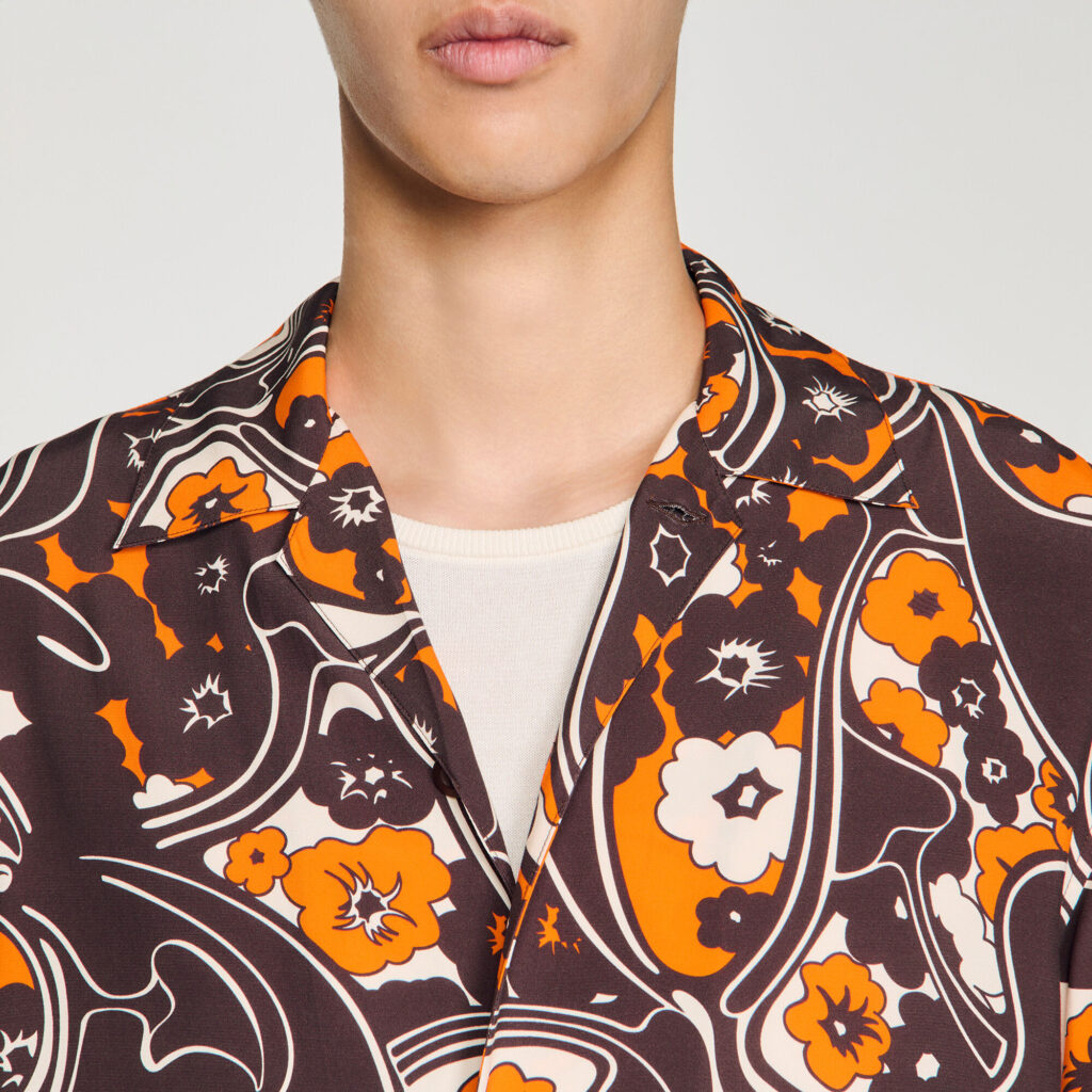 Chemise fluide imprimé col requin
