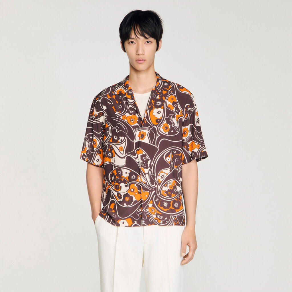 Chemise fluide imprimé col requin