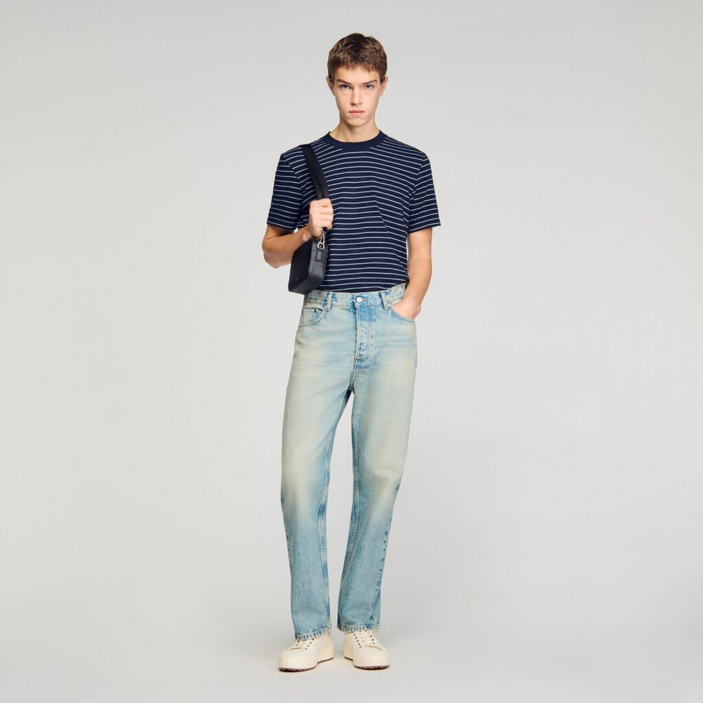 Jean large délavé