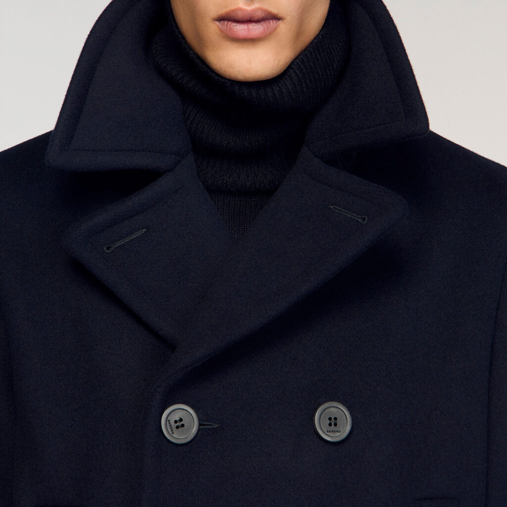 Manteau droit en laine mélangée