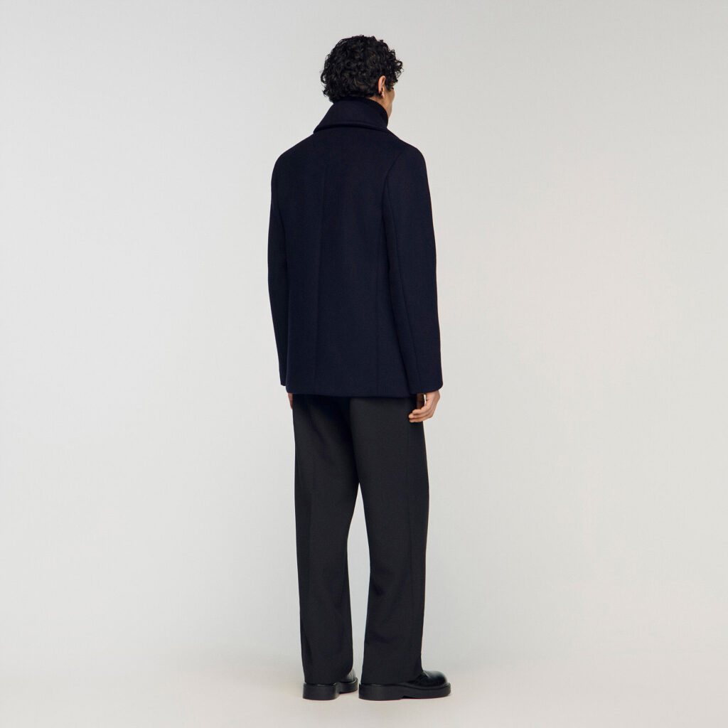 Manteau droit en laine mélangée