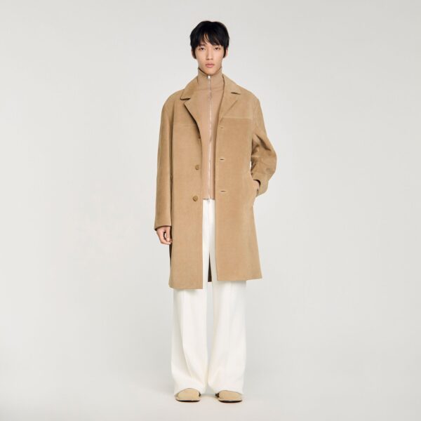 Manteau long en cuir ceinturé