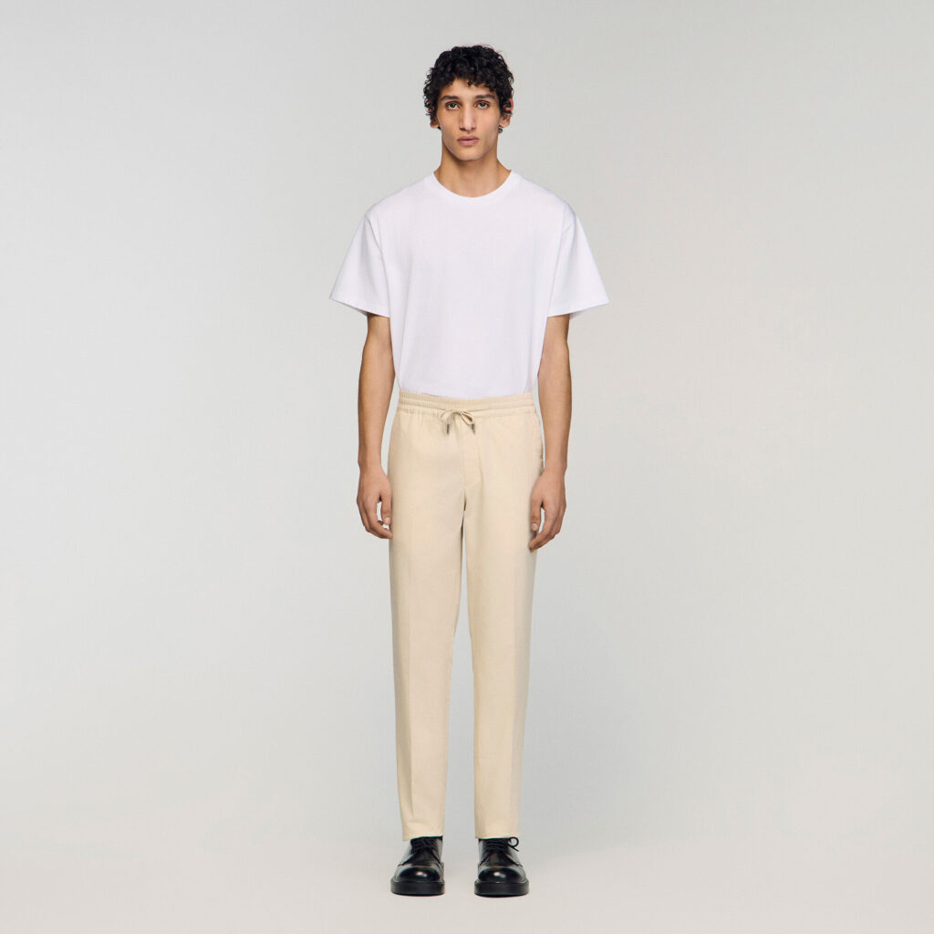 Pantalon droit élastiqué