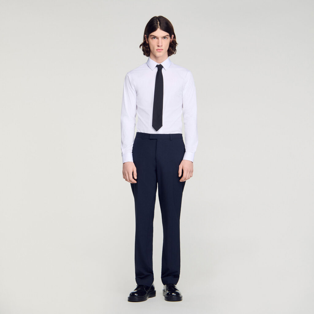 Pantalon de costume à micro carreaux