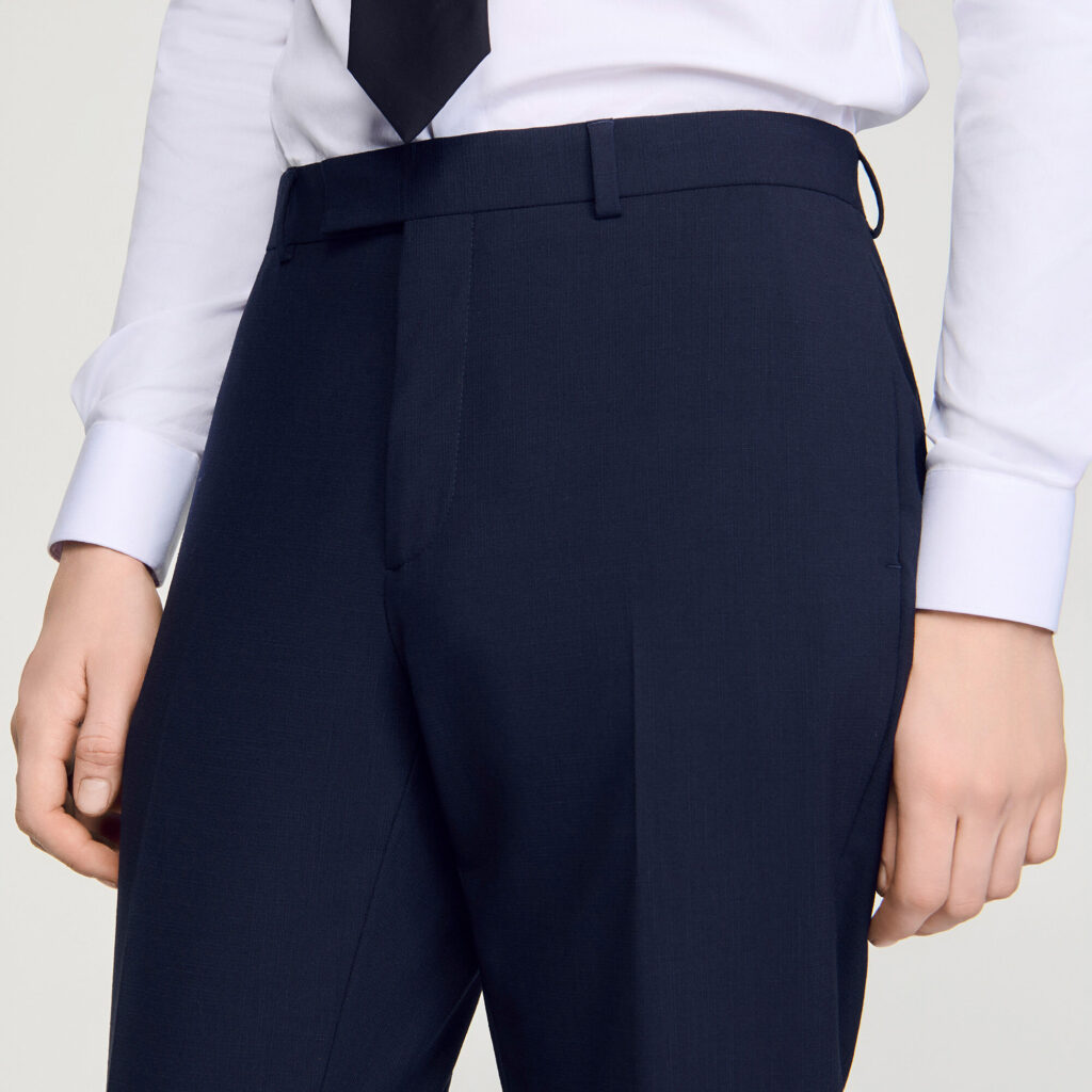 Pantalon de costume à micro carreaux
